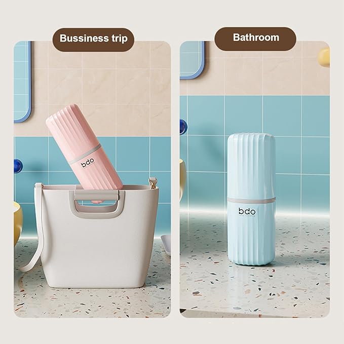Toothbrush Travel Case Portable Clear Grey Toothbrush Holders with Cover, Leakproof Toothbrush & Toothpaste Holder for Traveling School Camping Business Trip Bathroom