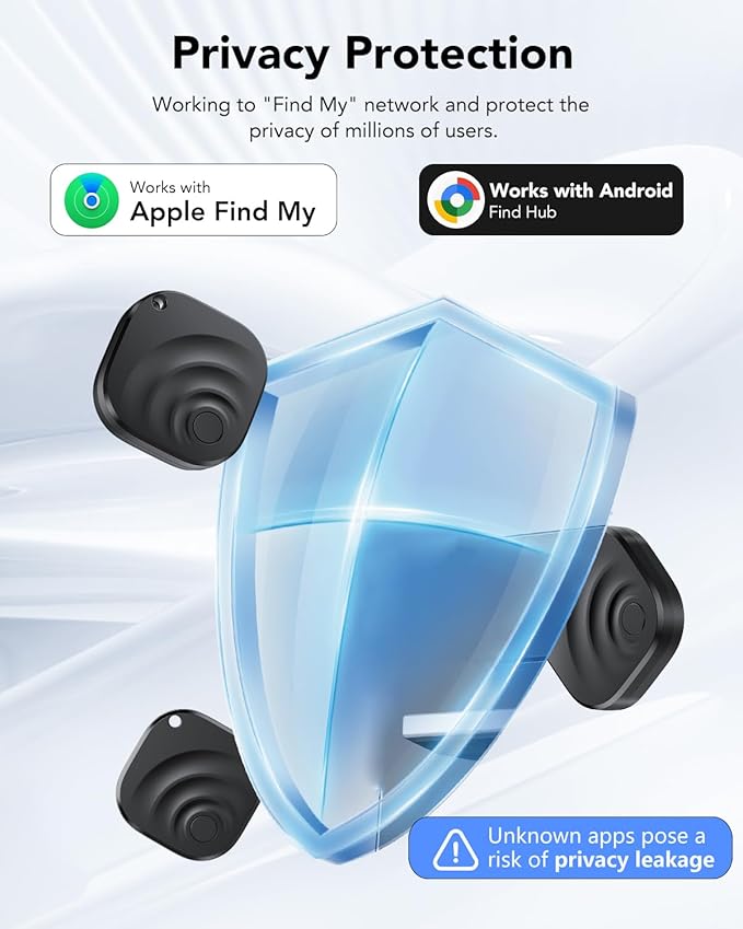 2026 Air Tracker Tags Item Locator for Android & iOS Bluetooth Tracker Smart Tags Compatible with Apple Find My (iOS) & Google's Find Hub(Android) for Keys, Luggage, Wallet, Vehicles Black (4 Pack)