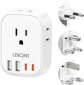 LENCENT Type C and Type D G Universal Travel Adapter Kit, International Power Plug Adapter for Europe UK Maldives Italy Ireland Scotland Dubai Singapore India Sri Lanka Tanzania Zanzibar Kuwait Nepal