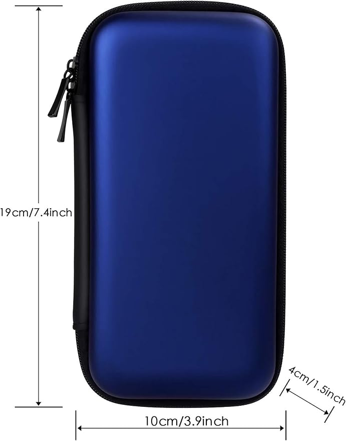 iMangoo Travel Essential Electronics Organizer Pouch Charger Case, Shockproof Dual Zipper Power Bank Cables Tech Accessories Purse, Men & Women Travel Must Have Storage Bag, 6.5x3.2x1 inch Blue