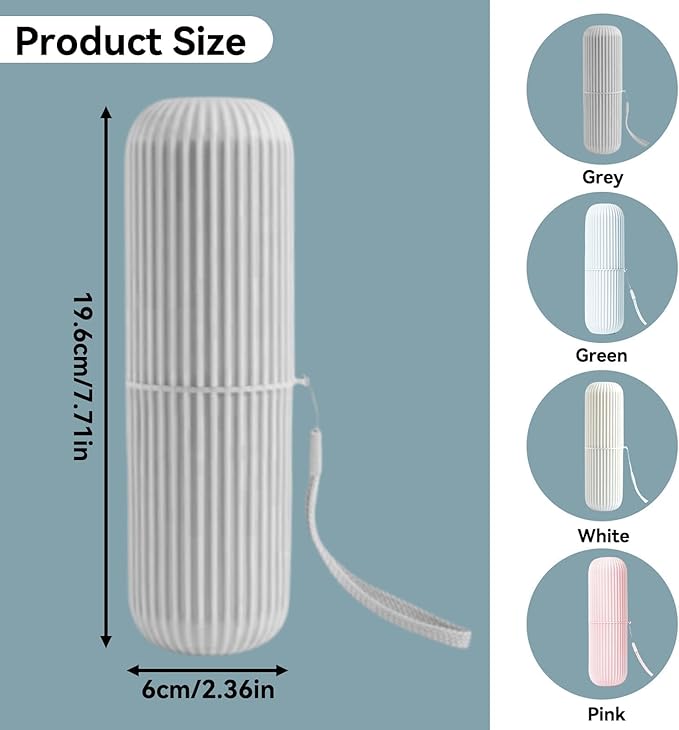 Cyrank Toothbrush Travel Case, Travel Toothbrush Holder Portable Toothbrush Case Toothbrush Container for Travel Plastic Toothbrush Containers Box for Travel Camping School Business, Grey