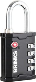 BRINKS TSA Approved Gun Case Lock, Luggage Travel Lock – 4 Dial Resettable Combination Padlock for Equipment Cases, Camera Bags, and More
