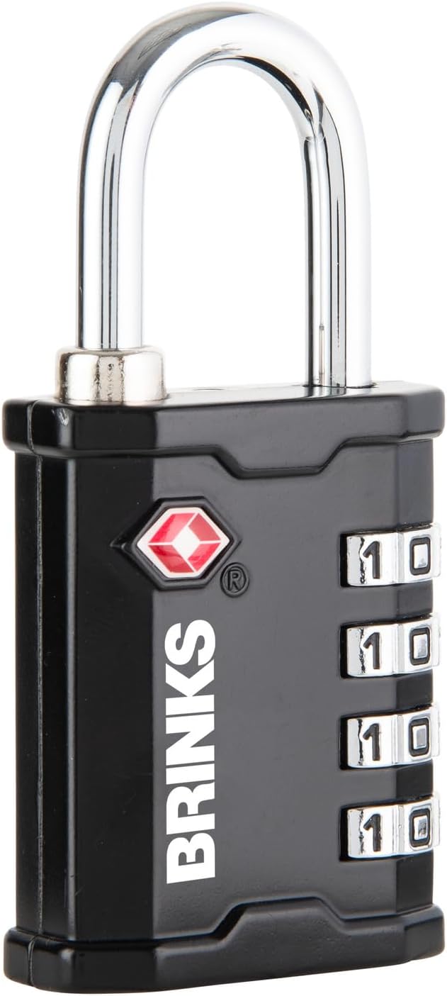 BRINKS TSA Approved Gun Case Lock, Luggage Travel Lock – 4 Dial Resettable Combination Padlock for Equipment Cases, Camera Bags, and More