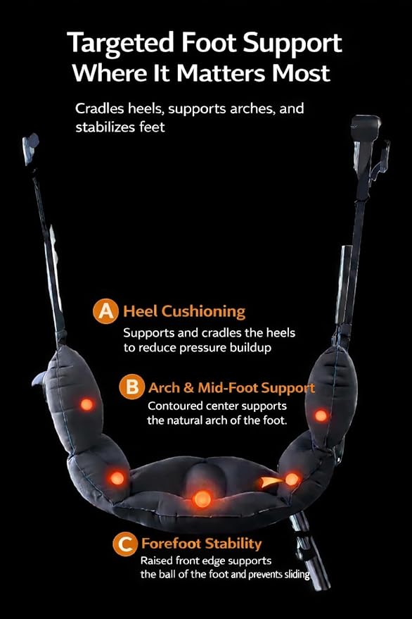 2-in-1 Inflatable Foot Hammock & Lumbar Support – Premium TPU Material, Adjustable Support for Airplane, Office & Home – Lightweight, Portable & Travel-Ready (Black)