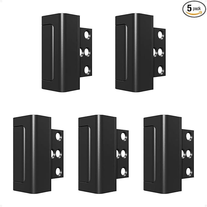 5 Pack Home Security Door Reinforcement Lock, Childproof Safety Door Lock Latch Stopper, Removable Screw-Mounted, Prevent Home Unauthorized Entry, Aluminum Construction, Withstands 800 lbs