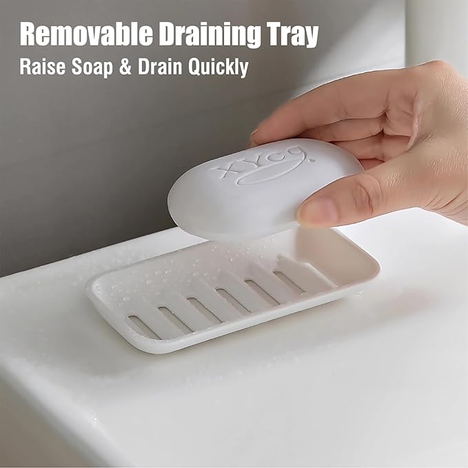Minimalist Travel Soap Case with Removable Draining Tray, Compact Leak-Proof Travel Soap Container with Silicone Seal, Gray, 1 Pack