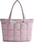 BAGSMART Expandable Tote Bag for Women, Puffer Work Tote Handbag, Quilted Carry On Bag for Travel Gym