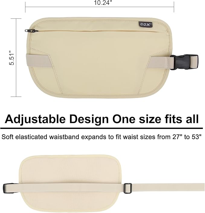 GOX Money Belt for Men Travel, Anti-Theft Hidden Waist Pack, RFID Secure Travel Belt for Men, Ultra-Thin Under-Clothes Passport Wallet with Documentry Safety & Money Holder (Lemon)