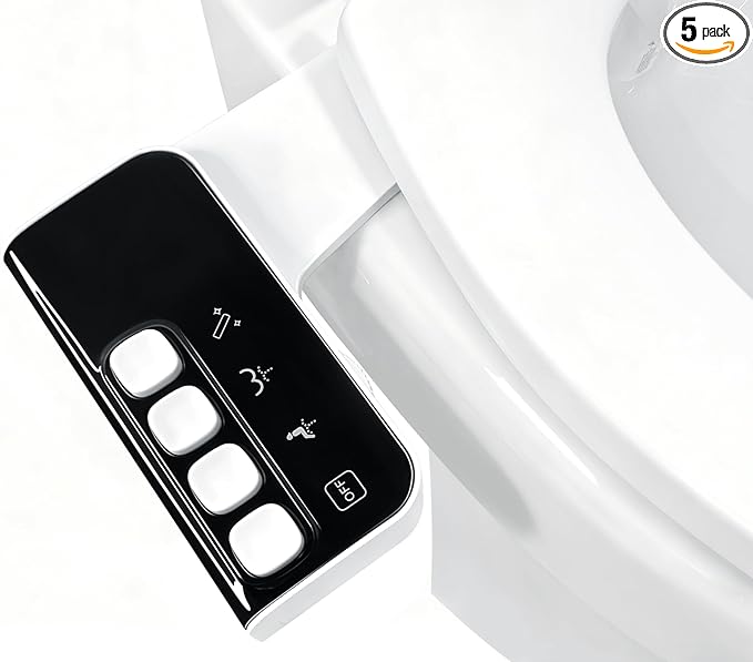 Bidet Attachment for Toilet,Non-Electric Bidet Attachments with Independent Adjustable Water Pressure,Retractable Self-Cleaning Nozzles for Feminine and Rear Washing-Black