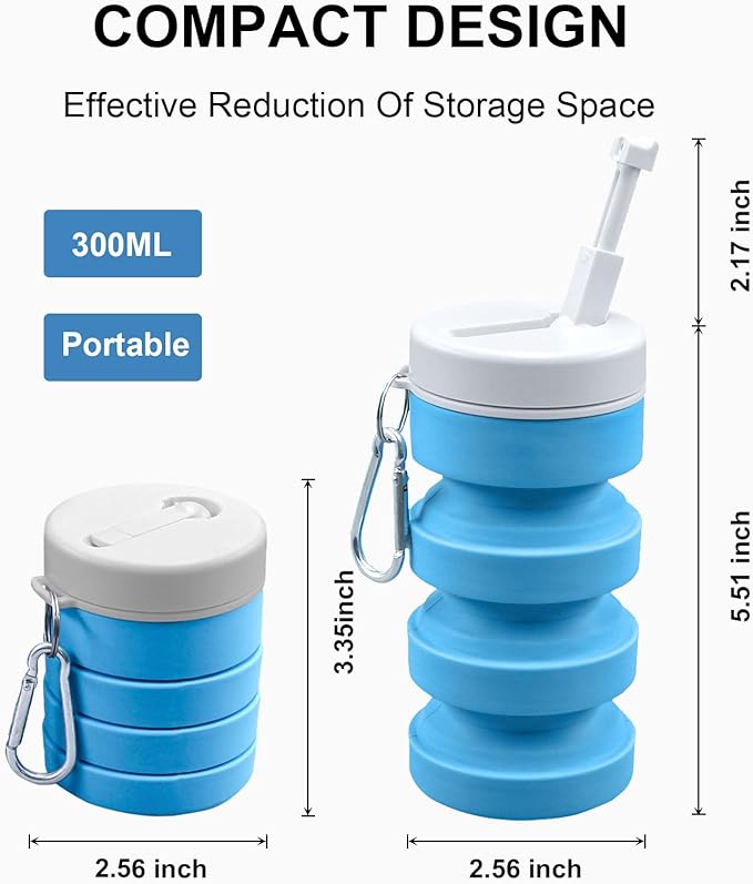 Collapsible Peri Bottle Small Portable Bidet Sprayer, 300ml Travel Size Expandable Camping Mini Bidet for Home, Outdoors, Handheld Foldable Hand Bathroom Bottle for Women Men Blue（1pc）
