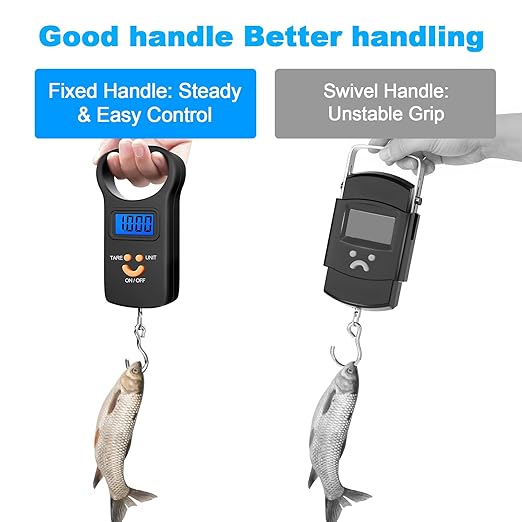 SKEAP Digital Fish Scale Luggage Scale, 110lb/50kg - Backlit LCD Display, Fishing Scale with 2 AAA Batteries Included, Fishing Gifts for Men