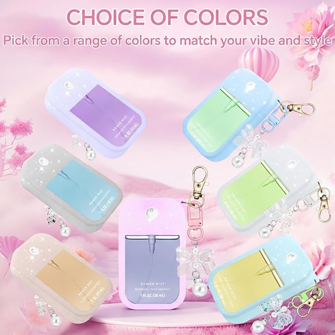 Silicone Case Compatible with Touchland Hand Sanitizer Spray Mist 1 oz with Bow Keychain