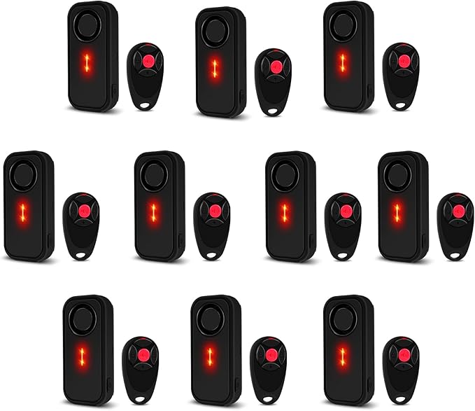 USUPERINK Car Alarm System, 113dB Fake Car Alarm, Motion Alarms for Cars Vehicle Security Alert Automotive Vibration Warning Interior Safety Red LED Light IP66 Waterproof, 10Pcs