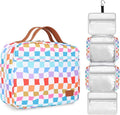 Bosidu Hanging Travel Toiletry Bag,Large Capacity Cosmetic Travel Toiletry Organizer for Women with 4 Compartments & 1 Sturdy Hook,Perfect for Travel/Daily Use/Christmas