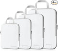 Gonex Compression Packing Cubes, 4pcs Expandable Storage Travel Luggage Bags Organizers (White)