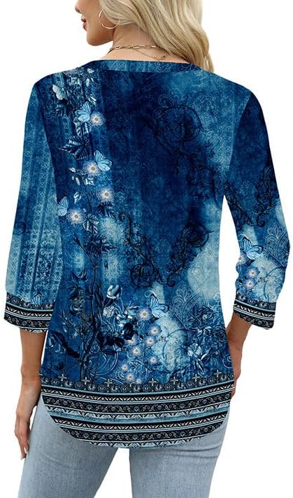 OFEEFAN Womens Tops 3/4 Sleeve Henley Shirts for Women Summer Outfits Fashion Clothing