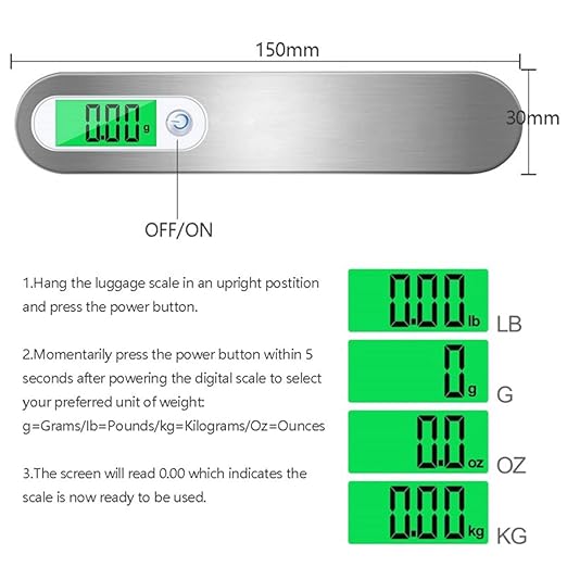 Luggage Scale, 50kg Hand Hanging Portable Travel Scale with Hook Electronic Baggage Weight Measuring Digital Weighing