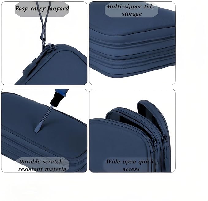 Portable Waterproof Double Layers All-in-One Storage Bag, Travel Cord Organizer，Electronics Accessories Organizer Pouch Bag for Accessories,Charger, USB Cable, Gadget (navy blue)