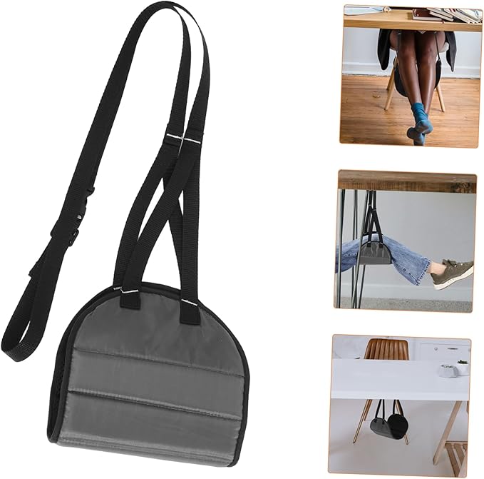 Travel Footrest Hammock Airplane Foot Rest for Long Flights Portable Leg Sling for Office Memory Foam Foot Hammock Dark
