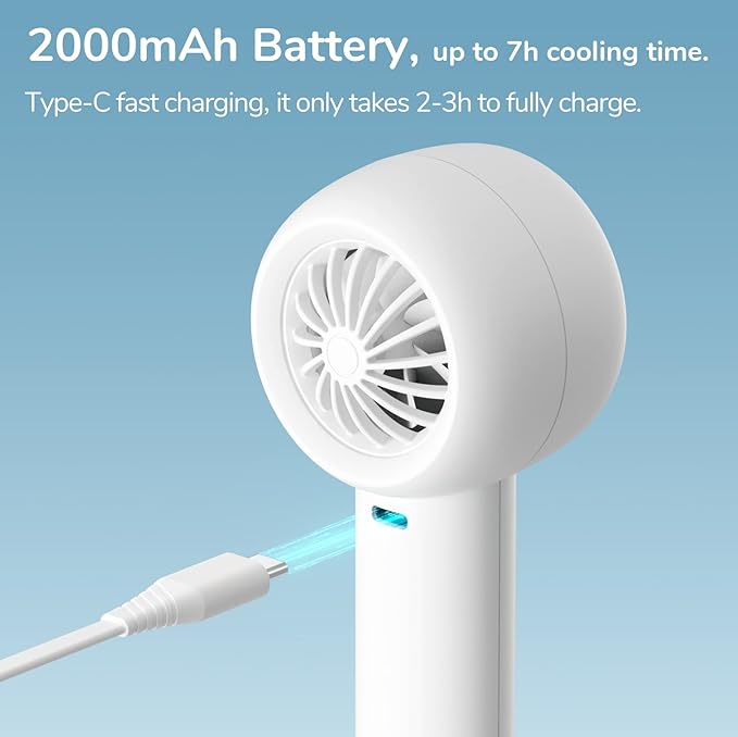 JISULIFE Mini Portable Fan-Bladeless Safe Design, Powerful Turbo Handheld Fan with 3 Speeds, USB Rechargeable, Small Pocket Design for Travel/Lash, Gifts For Girls/Women (Pack of 2)