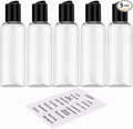 DNSEN 5 Pack 3.4 oz Travel Bottles for Toiletries TSA Approved Leakproof Plastic Empty Travel Size Bottles Containers with Labels