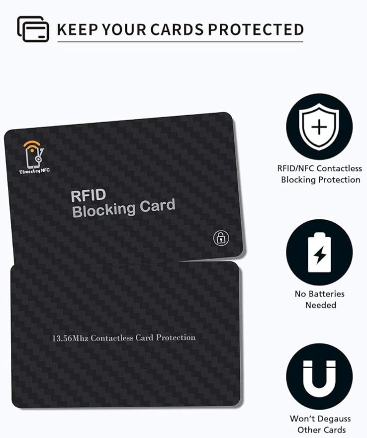RFID Blocking Cards - 4 pcs Premium Contactless NFC Debit Credit Card Passport Protector Blocker, Smart Slim Design ， for Credit Card Holder Identity Theft Prevention