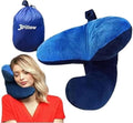 J-Pillow Travel Pillow + Carry Bag, (No Scarf) - Chin & Neck Support in Any Sitting Position, Travel Pillow for Aeroplane - (Blue)