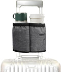 riemot Luggage Travel Cup Holder Free Hand Drink Carrier - Hold Two Coffee Mugs No Spill - Fits Roll on Suitcase Handles - Gifts for Flight Attendants Travelers Accessories Grey
