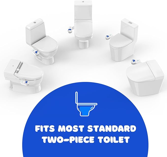 Bidet Attachment for Toilet Seat, Non-Electric Cold Water Bidet with Pressure Controls, Dual Nozzles for Frontal & Rear Wash, Retractable Self-Cleaning for Female & Old- White