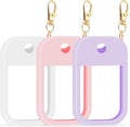 Hand Sanitizer Spray Case Compatible with Touchland, Silicone Hand Sanitizer Case Holder with Keychain for Power Mist and Glow Mist 1 fl oz,(White+Purple+Pink)