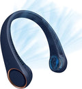 CIVPOWER Neck Fan: Portable Personal Neck Cooling Rechargeable Bladeless Fan - Hands Free 3 Speed 4000 mAh Battery USB Operated Wearable Headphone Design - Gift for Men Women Outdoor (Dark Blue)