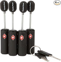 4 Pack TSA Approved Luggage Locks with Keys for Travel – Flexible Ultra Secure Mini Key Padlock & Metal Zinc Alloy Material – Black