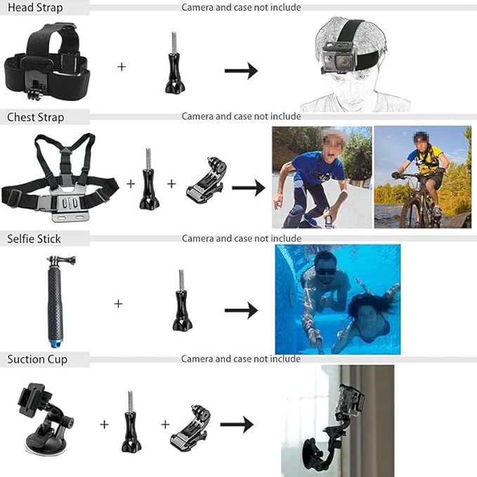 Action Camera Accessories Accessories Kit for Black Carrying Bag Waterproof Housing Case Tripod Set for
