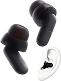 Ear Plugs for Sleeping All-Night Wear without Ear Pain Side Sleeper Patent Qufits Eartips Ultra-Comfy Reusable Earplugs for Sleep, Focus, Study, Travel, 23dB Noise Reduction - Black