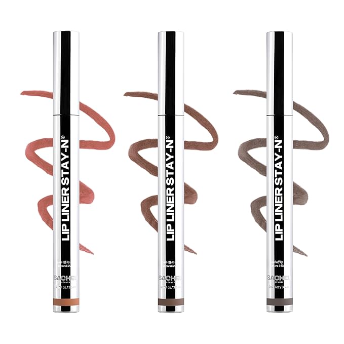 Sacheu Lip Liner STAY-N Peel Off Lip Stain — Long Lasting Waterproof Lip Tint with Hyaluronic Acid & Vitamin E — Transfer Proof Matte Finish, Vegan & Cruelty-Free (Deep Bundle)