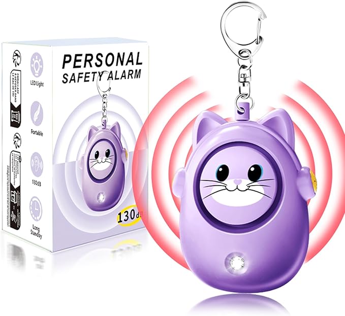 Personal Alarm Keychain for Women with LED Light, Safe Sound 130dB Loud Siren, Cute Emergency Self-Defense Safety Alarm , Security Siren for Children,
