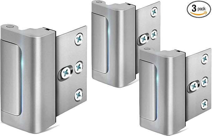Door Reinforcement Lock Home Security - Door Locks for Kids Safety Childproof Door Latch Guard with 3" Stop Withstand 800 lbs Inward Swinging Front Door Upgrade Night Lock Prevent Unauthorized Entry