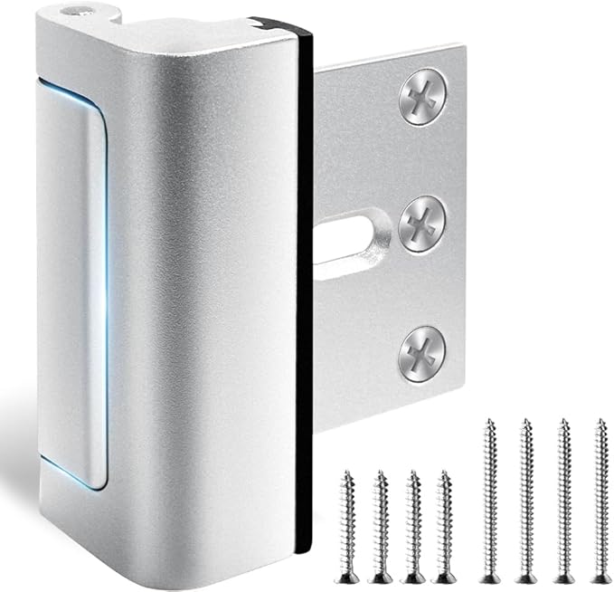 Home Security Door Reinforcement Lock with 8 Screws and Withstand 800 lbs, Child Proof Deadbolt Latch Prevents Unauthorized Entry, Door Safety Locks from Inside for Home & Privacy, Easy Installation