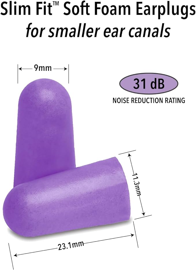 Mack's Slim Fit Soft Foam Earplugs, 50 Pair - Small Ear Plugs for Sleeping, Snoring, Traveling, Concerts, Shooting Sports & Power Tools | Made in USA