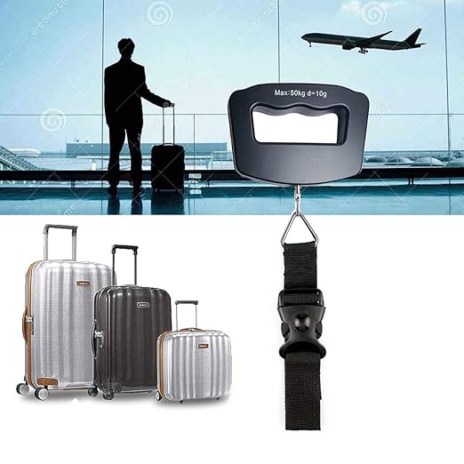Handheld Digital Luggage Scale with Grip for Travel Portable Electronic Weighing Suitcase and Bag 110Lb/50kg Black