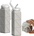 BEAUTAIL Collapsible Water Bottles with Straw 20.6oz, Silicone Foldable Portable Water Bottle, BPA-Free, Leakproof Reusable for Travel Camping Hiking Cycling Yoga Sports, 1 Pack (Starlight)
