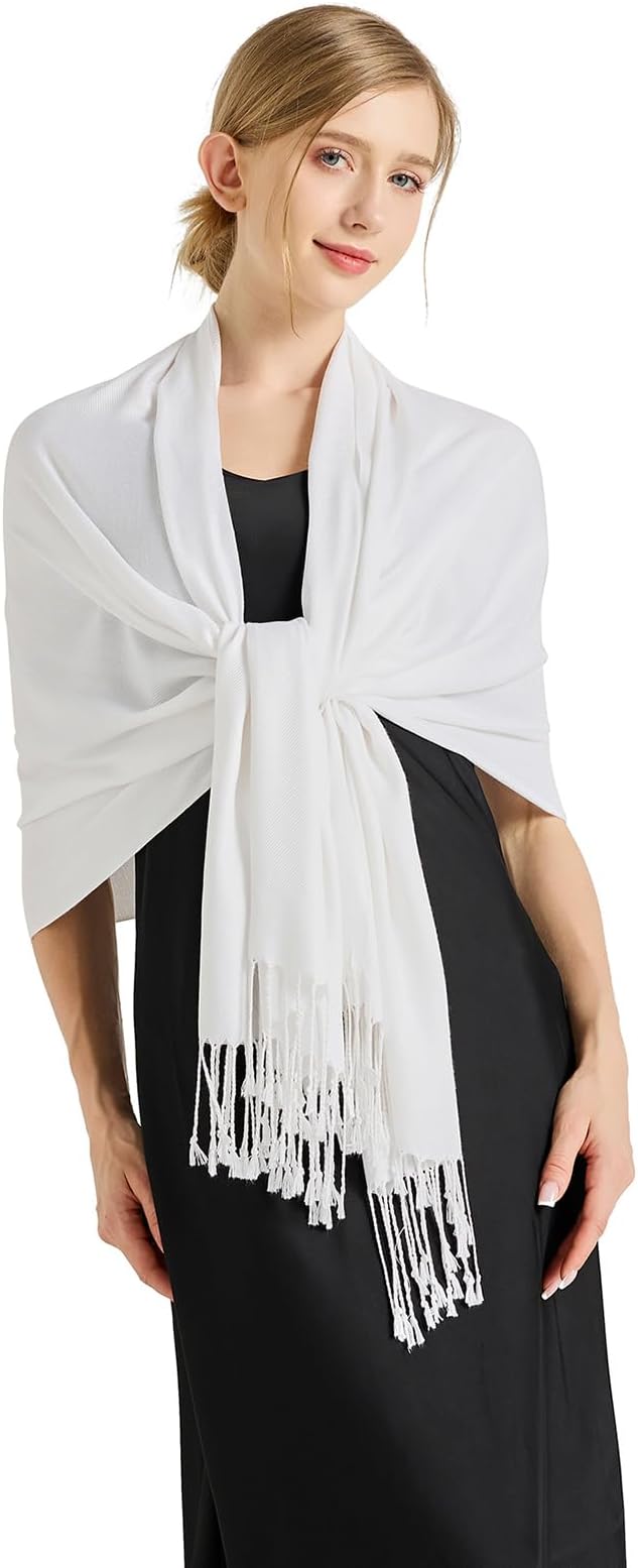 Soft Silky Pashmina Shawl Wraps Solid Colors Scarf for Wedding Evening Dresses