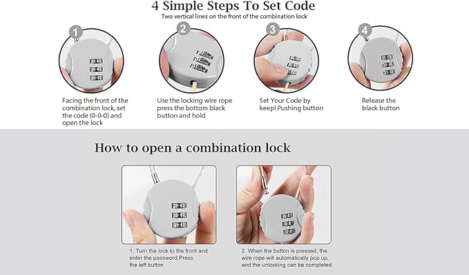 4 Pack Combination Padlock 3 Digit Luggage Lock Suitcase Lock, Outdoor Combination Lock Waterproof Small Lock for School, Gym Locker, Travel Bag (Multicolor)