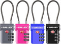 SURE LOCK TSA Approved Luggage Locks – 3-Digit Combination Cable Lock with Red Indicator, Large Dial & Easy-Press Button for Suitcases and Backpacks – Multi-Pack & Color Options