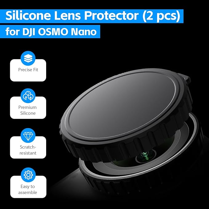 Osmo Nano Accessories Kit, Mini Carrying Case for DJI Osmo Nano PU Portable Storage Bag, 2pcs Silicone Lens Cap, Lens Screen Protectors (4 Pack) Comatible with DJI Nano Camera