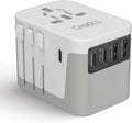 Ceptics 6 in 1 Universal Travel Adapter, Universal Outlet w/ 2X USB-A and 3X USB-C 6A, Travel Power Adapter for use in EU, UK, US, AU and More, Universal Plug for Mobiles, Laptops- UP-30KU-WH