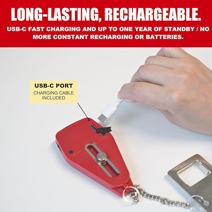 Securityman Portable Door Lock with Alarm | Hotel Door Locks for Travelers Security | Loud 130dB Door Security Device for Hotel Room, Apartment Home, & Travel Safety Inside for Women Children - Red