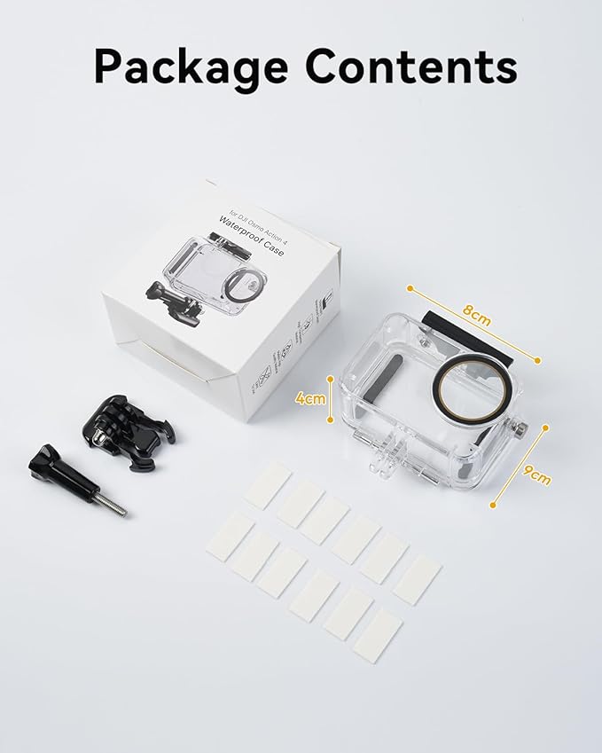 UTEBIT Waterproof Case for DJI Action 5 Pro Action 4/3 Camera Accessories, 164FT/50M Underwater Waterproof Case with Anti-Fog Shell Cage, for Deep Diving Scuba Snorkeling with Quick Release Screw