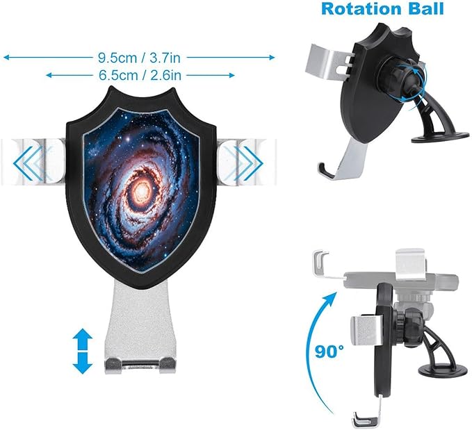 Car Phone Holder Planet Stars and Galaxy Printed Car Mount Car Essentials Phone Mount Compatible with 4 to 6 Inches Smartphones