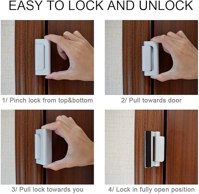 4 Pack Door Reinforcement Locks with 16 Screws, Home Security Door Lock Stop for Toddler, Childproof Door Lock Night Lock Withstand 800 Lbs White